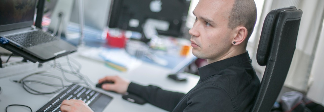 Person looking at computer screen