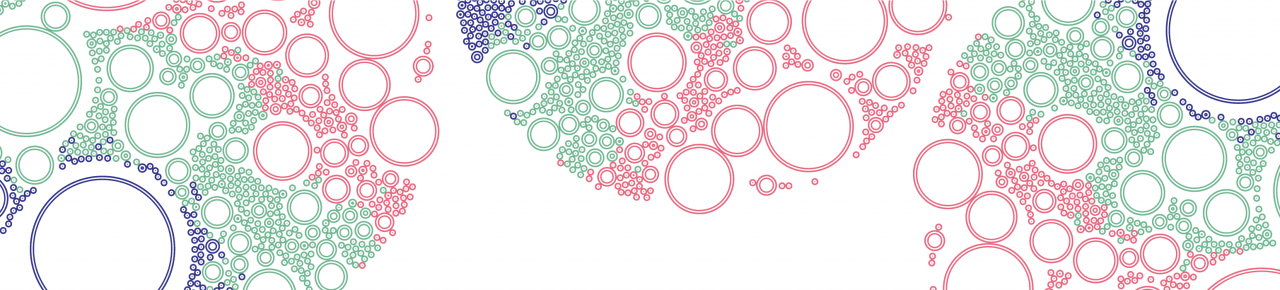 Schematic representation of data as larger and smaller bubbles