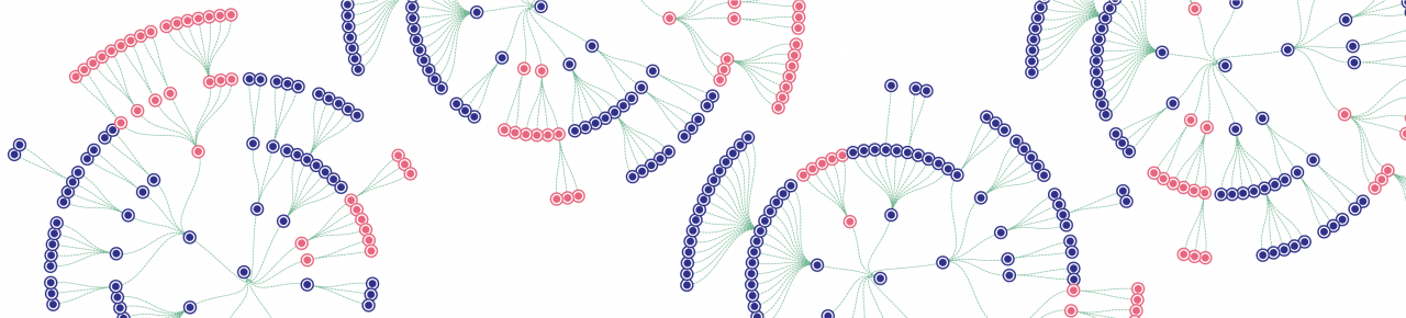 Schematic representation of data trees in circles with crossing lines
